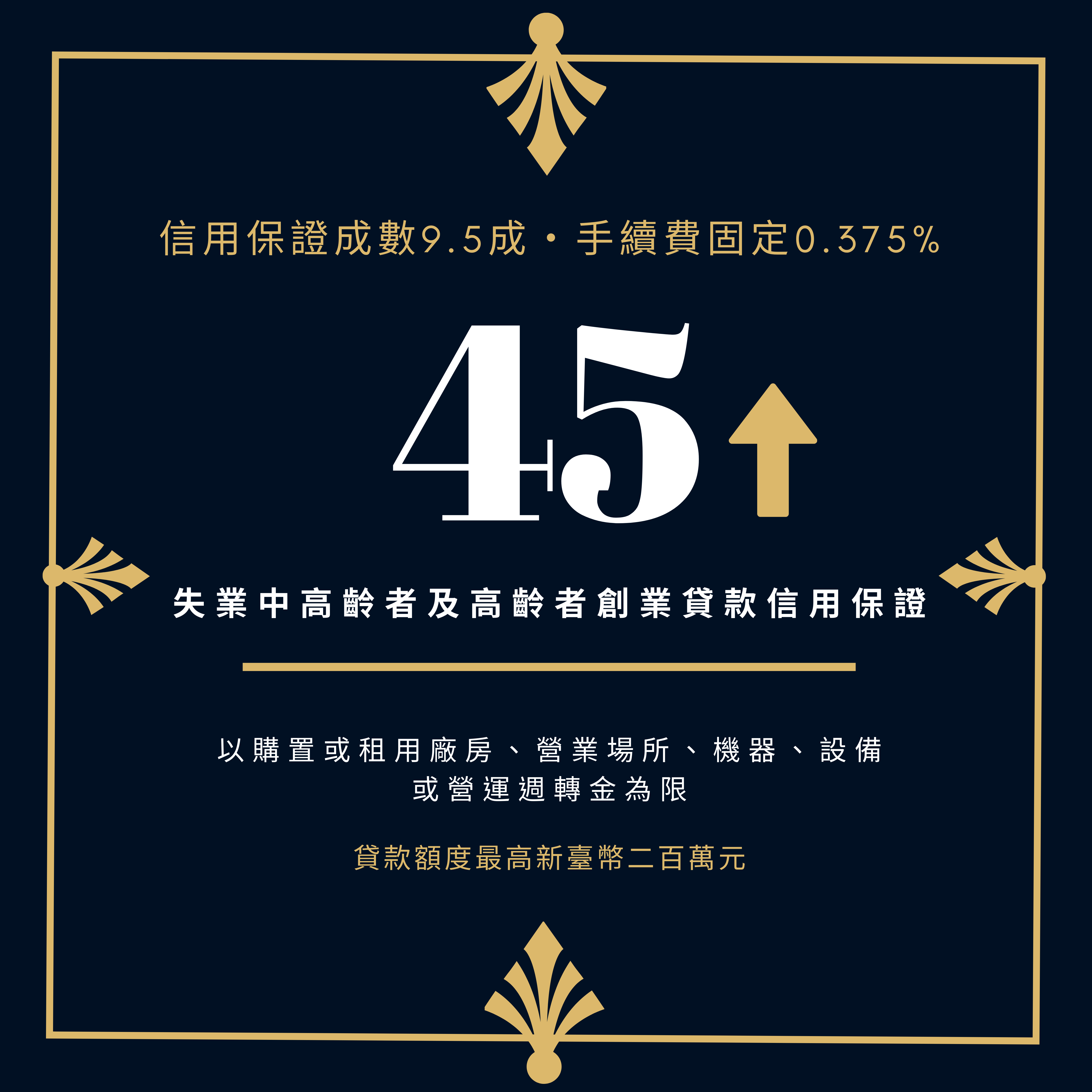 失業中高齡者及高齡者創業貸款信用保證 開始辦理囉 財團法人中小企業信用保證基金